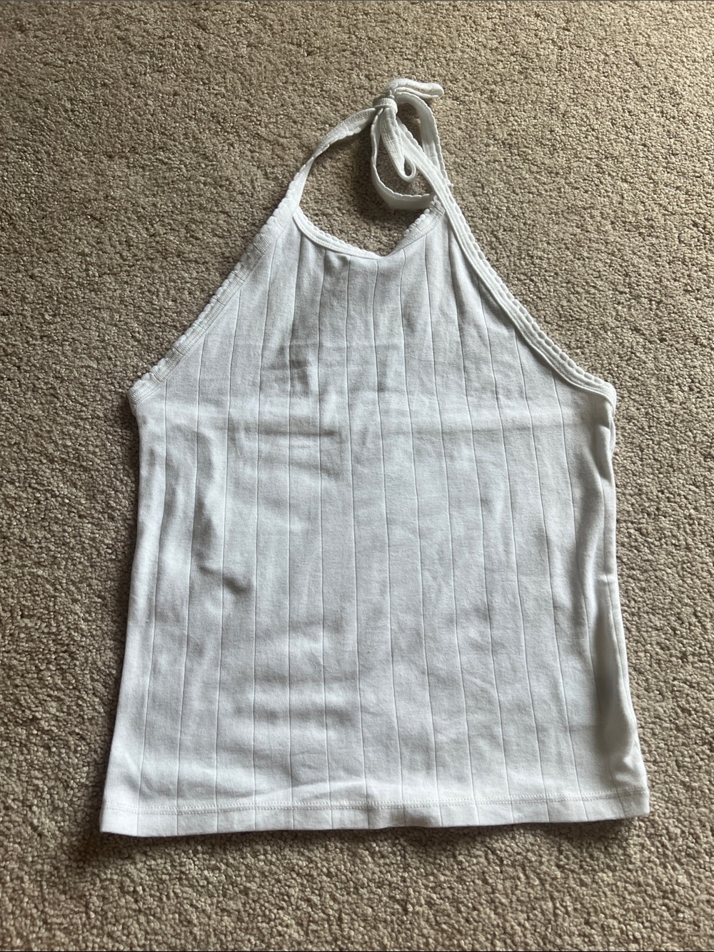 American Eagle Outfitters White Ribbed Halter Tank